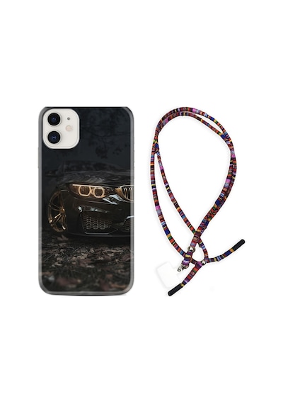 Apple Uyumlu iPhone 13 Kılıf Rasta Boyun Askılı Black Car 1768