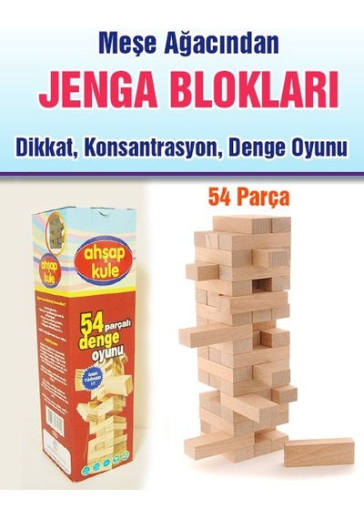 Çocuklar için Eğitici Denge Oyunu Ahşap Jenga