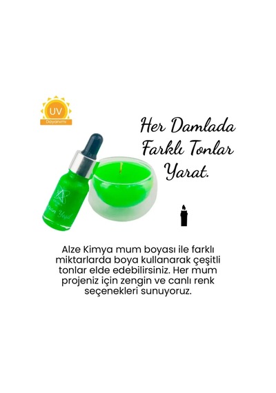 Floresan Yeşil Parlak Sıvı Mum Boyası 20 Ml