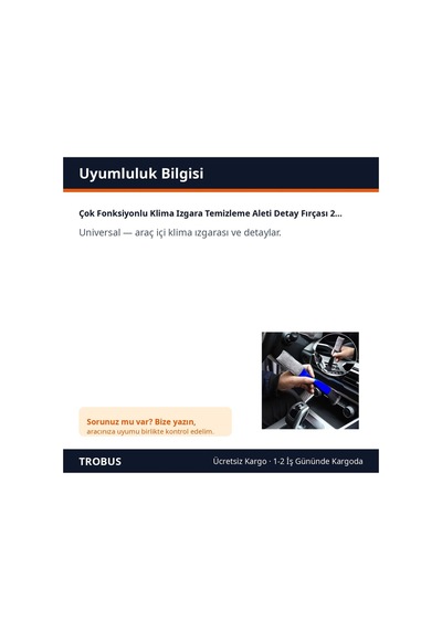 Trobus Çok Fonksiyonlu Klima Izgara Temizleme Aleti Detay Fırçası 22x5 Cm