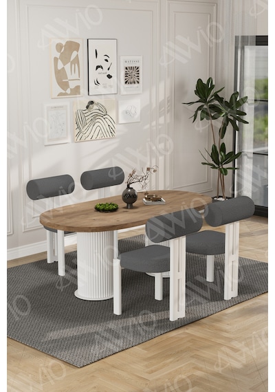 Avvio Lora Serisi Bohem Ayak 4'lü Metal Pofi Demonte Sandalye 80x140 Masa Sandalye Takımı Akça Masa Sandalye Beyaz Kumaş Gri Avvio Lora Serisi Bohem Ayak 4'lü Metal Pofi Demonte Sandalye 80x140 Masa Sandalye Takımı Akça Masa Sandalye Beyaz Kumaş Gri