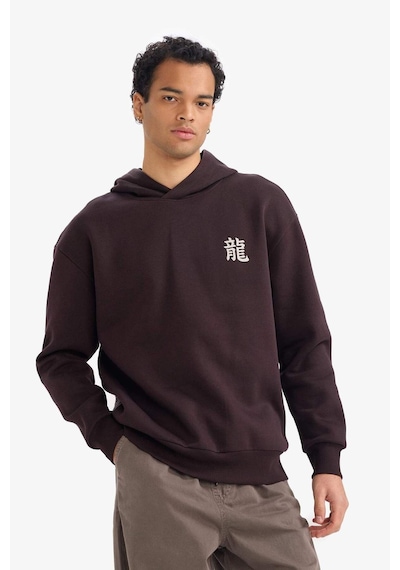 Defacto Boxy Fıt Kapüşonlu Baskılı Sweatshirt F8188ax26spbn337 Kahve-bn337