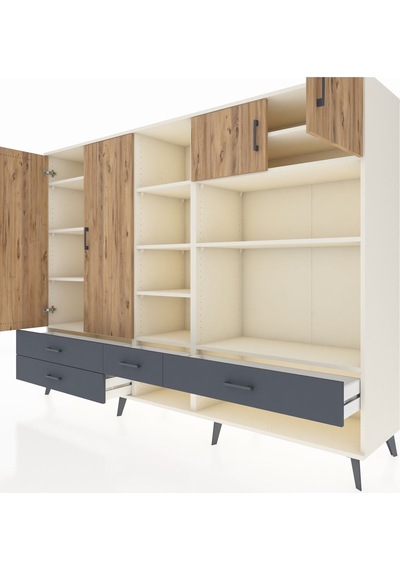 Hyperion Dolap 12 Raflı 4 Çekmeceli 4 Kapaklı 220x44x163 Aytaşı-ç Aytaşı-çam/antrasit Hyperion Dolap 12 Raflı 4 Çekmeceli 4 Kapaklı 220x44x163 Aytaşı-ç Aytaşı-çam/antrasit