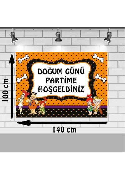 Taş Devri Tema Doğum Günü 100X140 Cm Taş Devri Tema Doğum Günü Ko