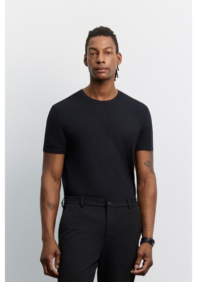 Avva Erkek Siyah Yanı Lastikli Viskon Karışımlı Slim Fit Pantolon A62y3053