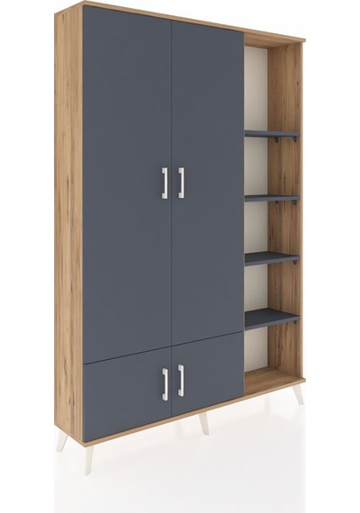 Arges Dolap 6 Raflı 4 Kapaklı Tek Askılı 132x30x195 Çam-antrasit/antrasit Antrasıt/antrasıt Arges Dolap 6 Raflı 4 Kapaklı Tek Askılı 132x30x195 Çam-antrasit/antrasit Antrasıt/antrasıt