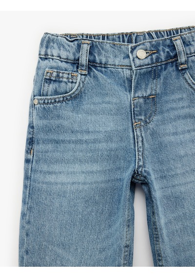 Koton Pamuklu Oversize Denim Pantolon Orta İndigo 7wmb40003td