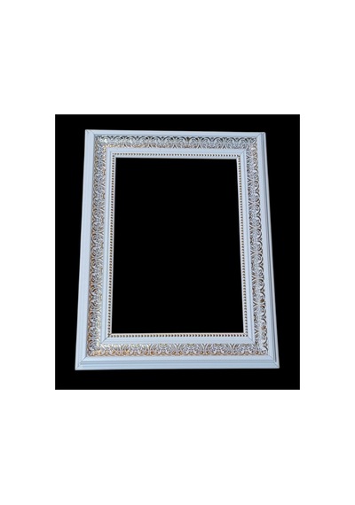 A4 Dekoratif Çerçeve Beyaz Gold İşlemeli 21x30 Gerçek Cam Beyaz