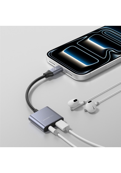 Amazingthing Thunder Pro 2in1 Type-c To 3.5mm Hi-fi Aux Çevirici Ses Adaptörü Gri