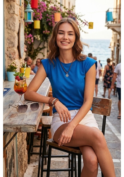 Lela Pamuklu Bisiklet Yaka Kolsuz Bayan T Shirt 5864019 Saks