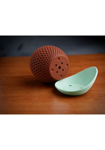 3d Baskı Küre Saksı - Kafes Dokulu İki Parçalı Dekoratif Saksı - Kahverengi-mint