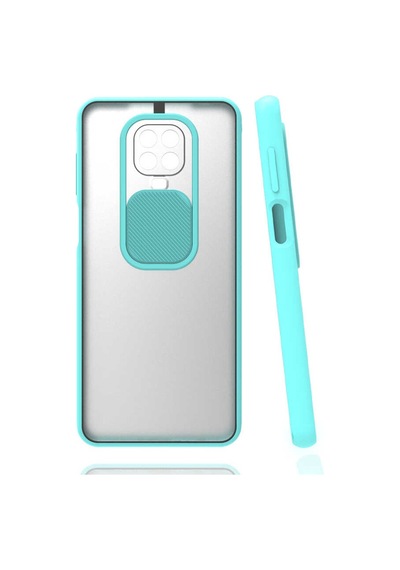 Ekılıf - Xiaomi Redmi Note 9 Pro Uyumlu - Kılıf Slayt Sürgülü Arkası Buzlu Lensi Kapak - Turkuaz