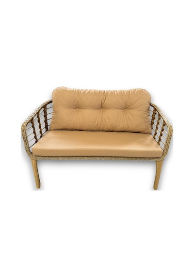 Tu Tienda Kartepe 2 1 1 Rattan Bahçe Balkon Takimi,saman Rattan/bej Kumaş Saman-bej