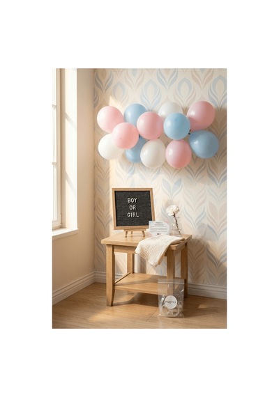 Gender Reveal Cinsiyet Partisi Süsleme Mini Set Kız Mı Erkek Mi Keçe Yazı Panosu Standlı Balon Zincirli Çocuk