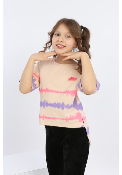 Toontoy Kids Toontoy Kız Çocuk Göğsü Armalı Tişört Bej