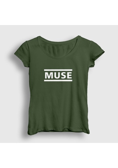 Presmono Kadın Logo Muse T-shirt Haki