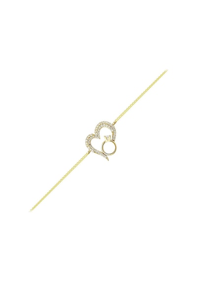 Kalp'Li Tektaş Altın Zincir Bileklik 14K Gold 17 Cm Sarı Altın