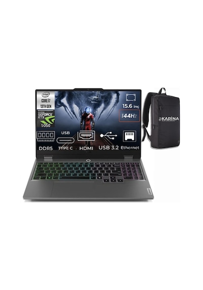 Lenovo LOQ 15IRX10 83JE00KMTR-K059 i7-13700HX 16 GB 2 TB RTX5050 15.6" W11P Dizüstü Bilgisayar