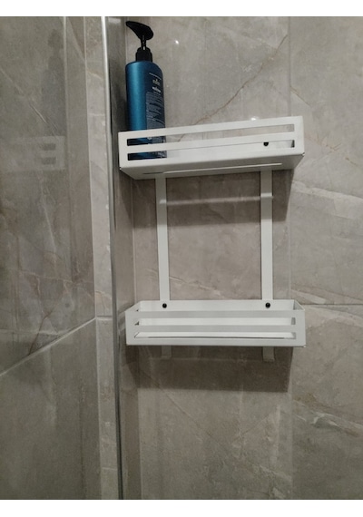 lyla concept Toren 2 Katlı Metal Şampuanlık Seti - Beyaz Beyaz