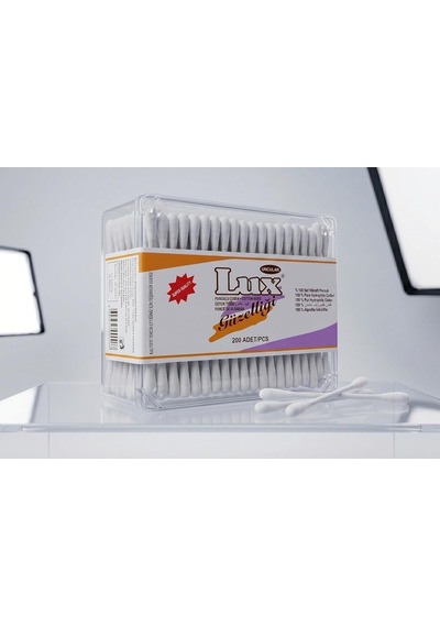 Lux 200 Adet Pamuklu Kulak Çubuğu,%100 Saf Hidrofil Pamuk, Hassas Kullanım