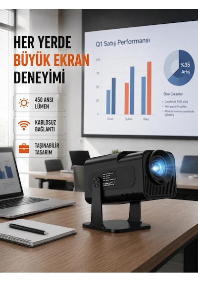 Wifi6 Ve Bluetooth 5.4 Destekli Led Projektör - Hcs350pro Yeni Nesil