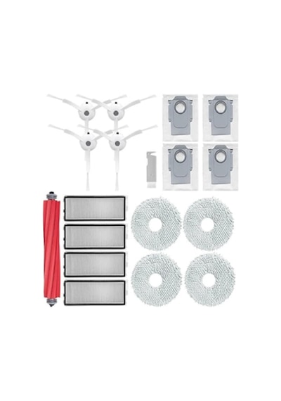 Roborock Q Revo S Uyumlu Yedek Parça Seti, 4 Fırça + 4 Torba + 4 Filtre Tek Renk