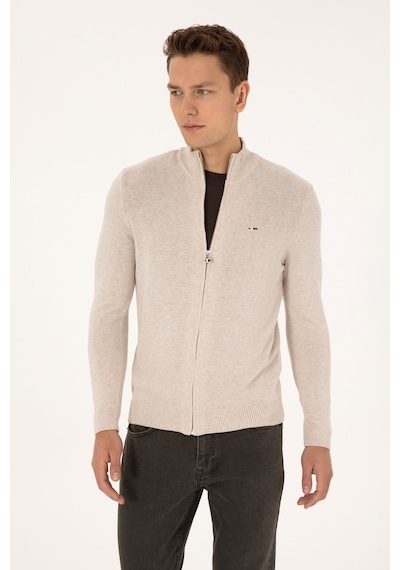 U.S. Polo Assn. Erkek Taş Melanj Basic Triko Hırka 50313688-VR225
