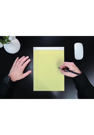 Letter Boyut, 3 Adet, Sarı Renkli Legal Pad, Notluk, Notepad, Defter, Herbiri 50 Yaprak, Geniş
