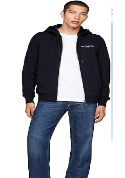 Tommy Hilfiger Fermuarlı Kapşonlu Sweatshirt Siyah