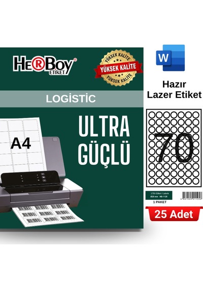 Herboy Hb-1125 25 X 25 Mm A4 Laser Etiket 25 Adet