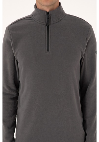U.S. Polo Assn. Erkek Regular Fit Gri Polar Yarım Fermuarlı Basic Sweatshirt 50313777-VR024