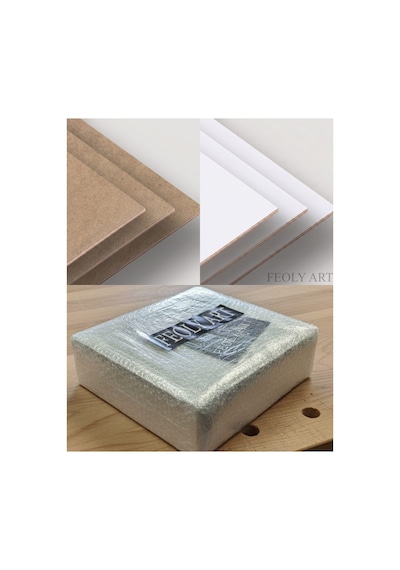 3 Mm 40x40 Mdf Plaka 2 Adet - Hobi, Maket, Ahşap El Sanatları, Pasta Altlığı - 1 Yüz Beyaz Lam Mdf İçin Uygun Beyaz, Kahverengi