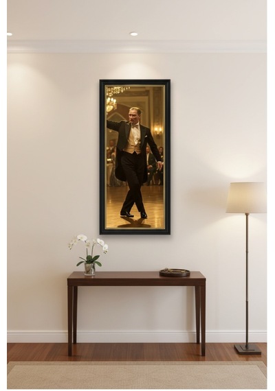 Zeybek Oynayan Atatürk Tablosu - 25x60 Cm Çerçeveli Uv Baskı - Atatürk Köşesi, Ofis, Ev Dekoru