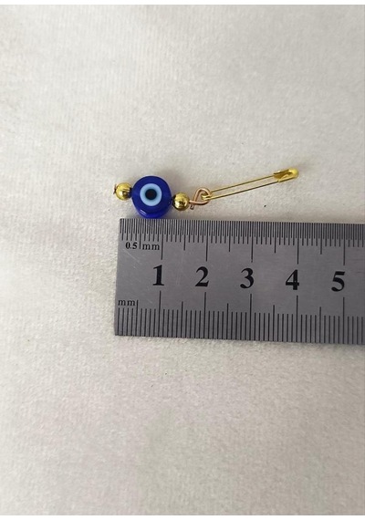 10 Adet 1 Cm Yassı Mavi Maşallahlık İğneli Cam Nazar Boncuğu