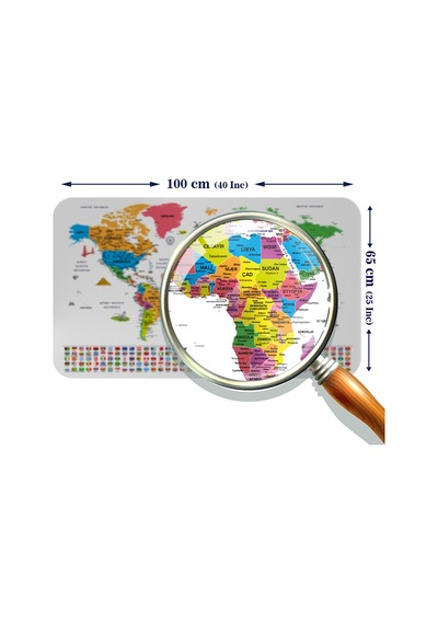 Eğitici - Öğretici Dünya Ve Türkiye Haritası Çocuk Odası Duvar Sticker-60x105-3885 Çok Renkli