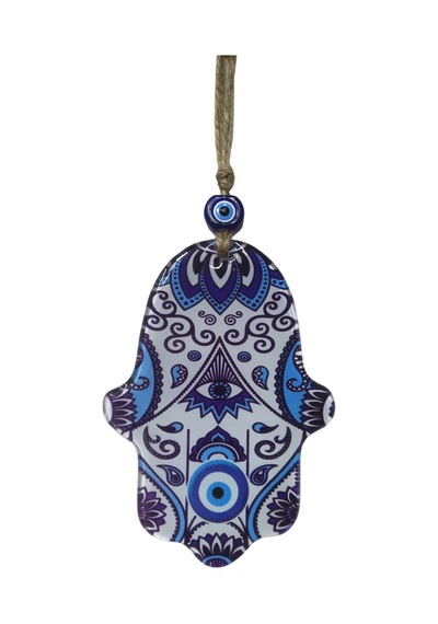 Mandala Desenli Cam Fatma Eli Nazarlık - Dekoratif Duvar Aksesuarı 10x15 Cm