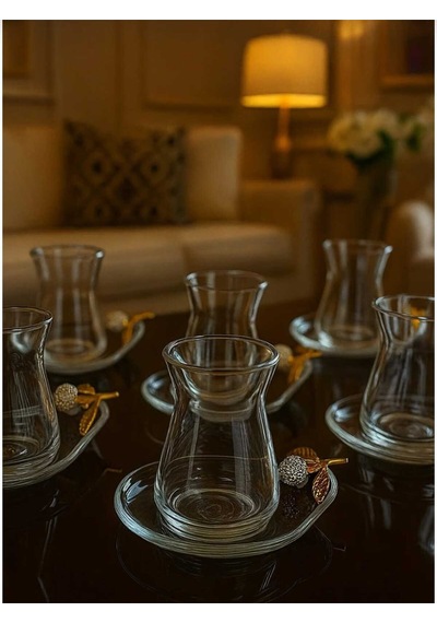 Çnr Home Collection Özel Seri 6 'lı Gümüş Çay Seti Şeffaf