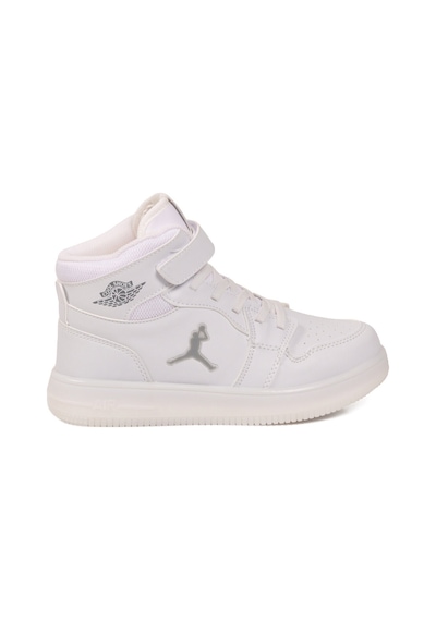 Cool Beyaz Cırtlı Basket Tarzı Bilek Boy Sneaker Erkek Çocuk Spor Ayakkabı Haykat Uzun Air