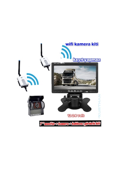Bus Kamera+7 İnç Monitör+wifi Set 12-24 V Kayıt Yapmaz