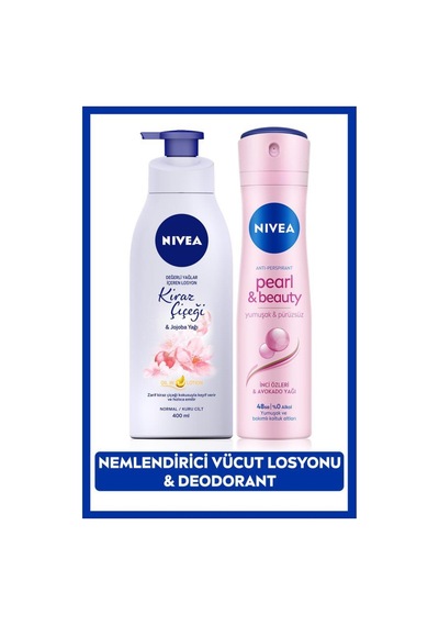 Kadın Sprey Deodorant Pearl&beauty 150ml, Kiraz Çiçeği Nemlendirici Vücut Losyonu 400ml