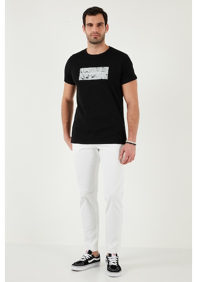 Buratti Pamuklu Slim Fit Bisiklet Yaka Baskılı Erkek T Shirt 541Tolive Siyah