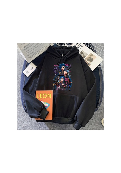Tarzsokak Siyah Jinx Arcane Hoodies Hooded Long Sleeve Wo Female Casual Game Gr