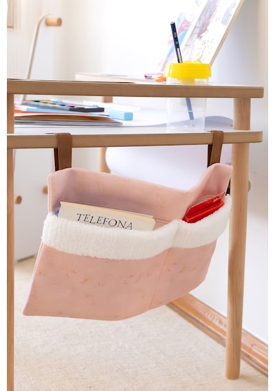 Pratik Askılı Organizer Bebek Arabası Beşik Kenar Fluffy Organizer Solid Pembe