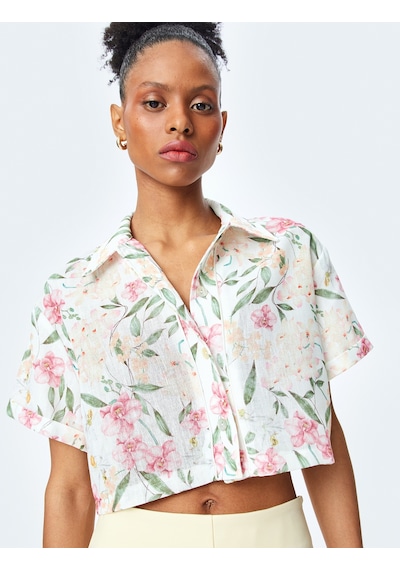 Koton Çiçek Desenli Kısa Kollu Crop Gömlek Pembe Desenli 5sak60188uw Pembe Desenli Koton Çiçek Desenli Kısa Kollu Crop Gömlek Pembe Desenli 5sak60188uw Pembe Desenli