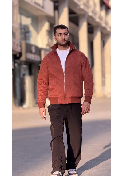 Rocqerx X-2021 Ribanalı İçi Kapitone Süet Mont KIREMIT