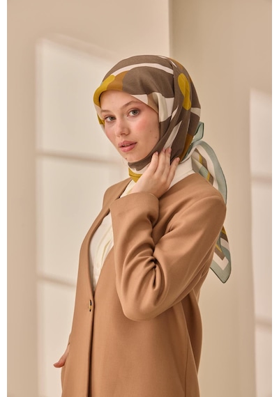 Silk Home Aura Eşarp 140001-09 Koyu Mint, Hardal, Kahve, Yağ Yeşili, Sütlü Kahve