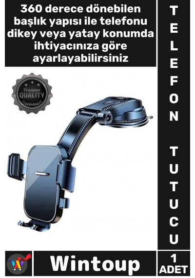 Telefontutucu Sabit Fonksiyonel Torpido Üstü Vakumlu Ayarlanır Uzun Kollu Araç İçi Telefon Tutucu