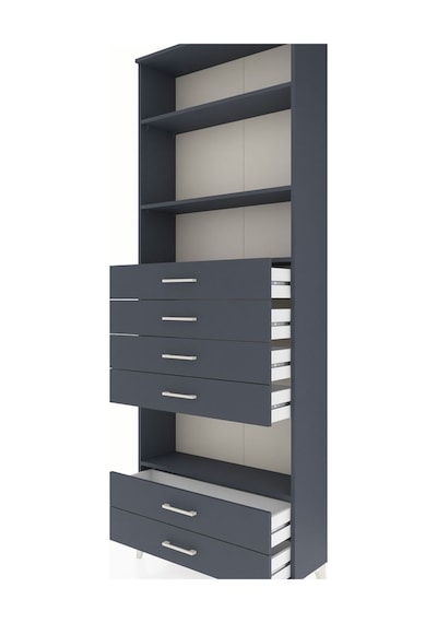 Arges Dolap 4 Raflı 6 Çekmeceli 88x30x243 Antrasit-antrasit Antrasit