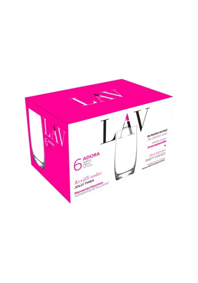 Lav Adora Cam Meşrubat Bardağı 6'lı 390 ml (Limonata/Su Bardağı )