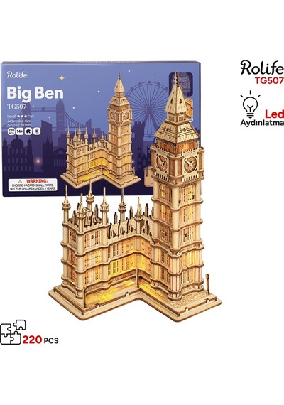 Rolife Tg507 Saat Kulesi Big Ben Dıy Minyatür Maket Model Seti Ahşap 3d Wooden Puzzle 3d Model Kit Detaylı Dekoratif Hobi Seti Ahşap Maket